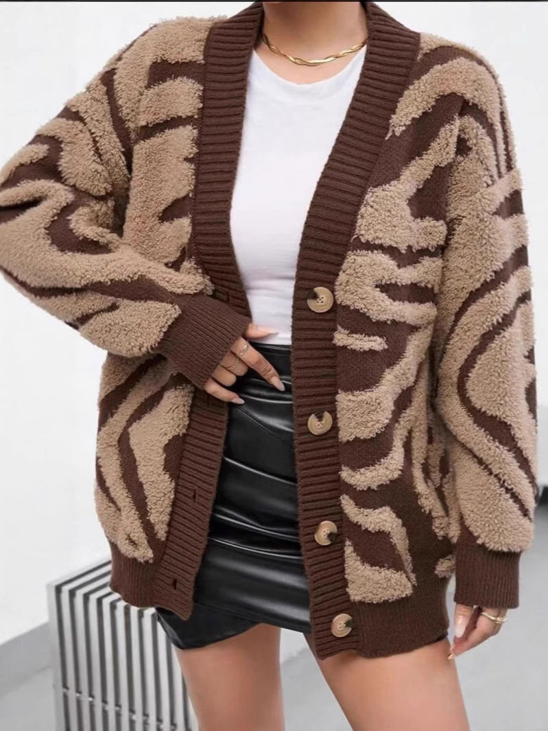 Plus Size Leopard Knit Cardigan image 2