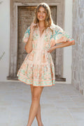 Elegant Linen Tie Belt Waist Cinching Casual Fairy Mini Dress image 1