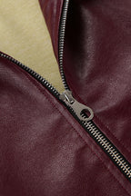 Matte Burgundy Leather Jacket image 5