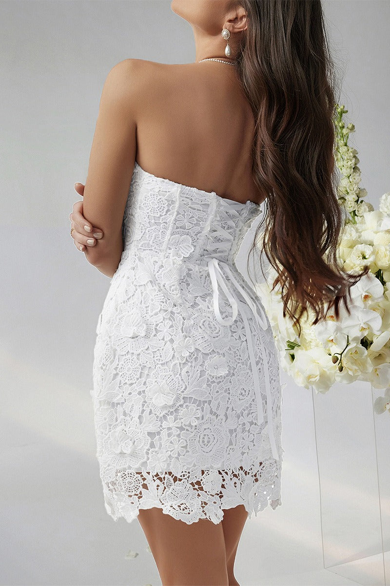 Solid Bustier Embroidered Cocktail Dress image 5
