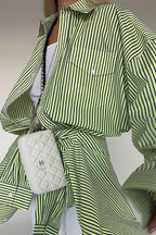 Striped Button Up Long Sleeve Blouse image 2