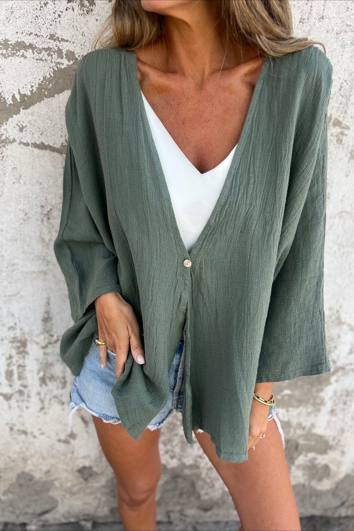 Loose Fit V Neck Long Sleeve Cardigan image 20