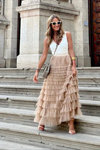 High Waist Mesh Tiered Skirt image 3