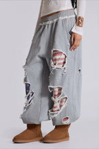 Sexy Y2K Star Patch Ripped Loose Pants image 2