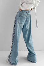 Side Braided Cutout Wide Leg Jeans image 5