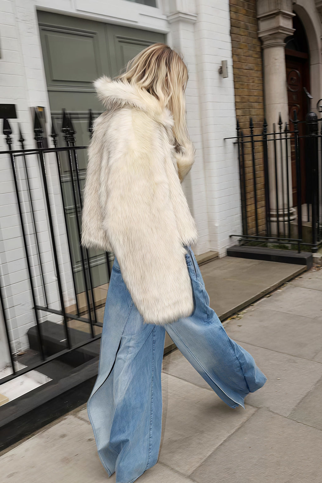 Short Faux Fox Fur Quilted Coat image 6