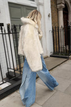 Short Faux Fox Fur Quilted Coat image 6