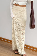 Sheer Jacquard Lace Maxi Skirt image 3