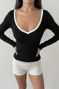 Slim Fit V-Neck Knit Top image 3