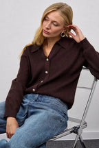 Solid V Neck Button Down Cardigan image 4