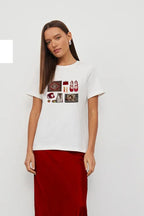Casual Minimalist Fun Print Loose Cotton T-shirt image 5
