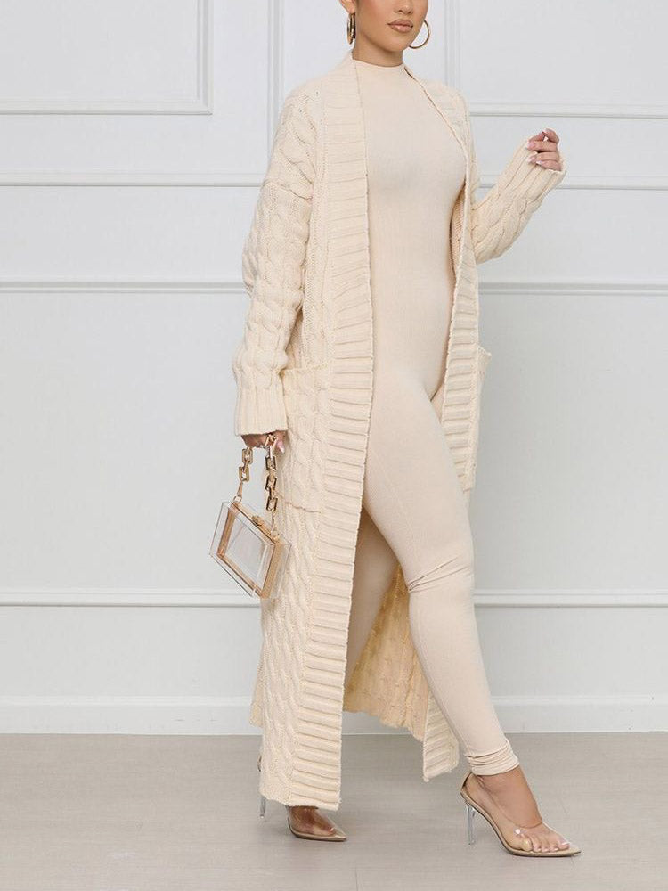 Knitted Solid Graceful Open Front Cardigan image 24