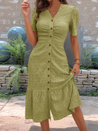 Selene Eyelet Midi Dress styled for Avrienne