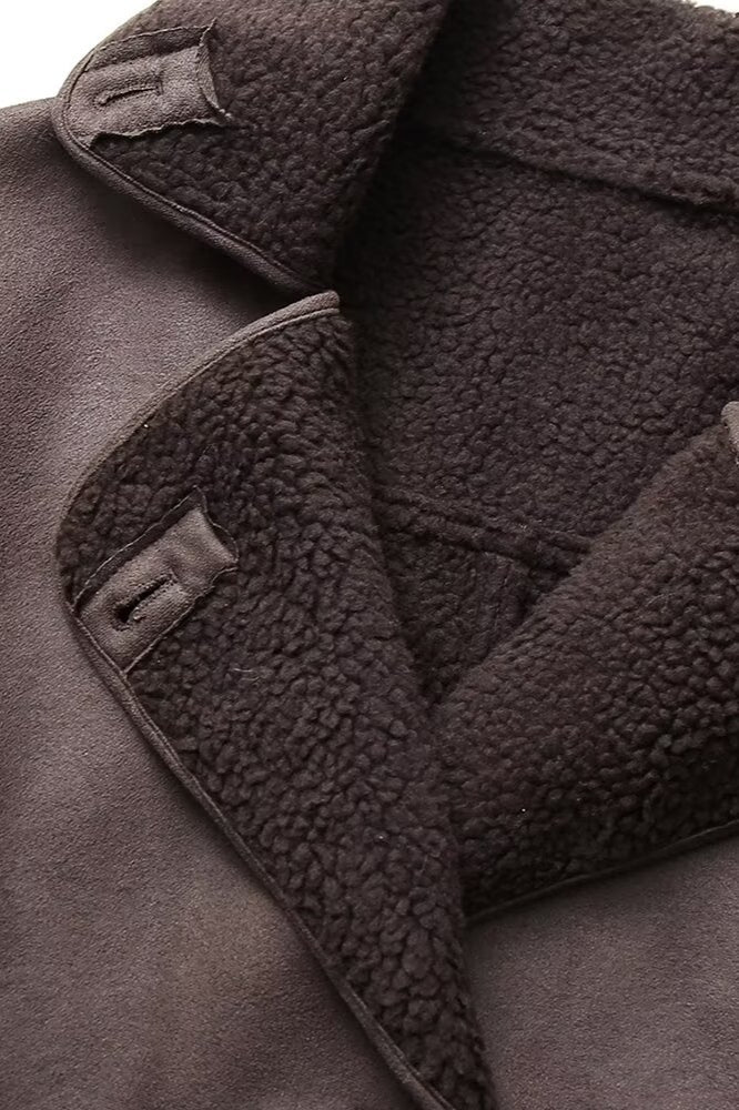 Faux Shearling Collared Casual Coat image 6