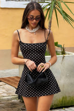 Elegant Polka Dot Cutout Tie Cami Mini Dress image 1
