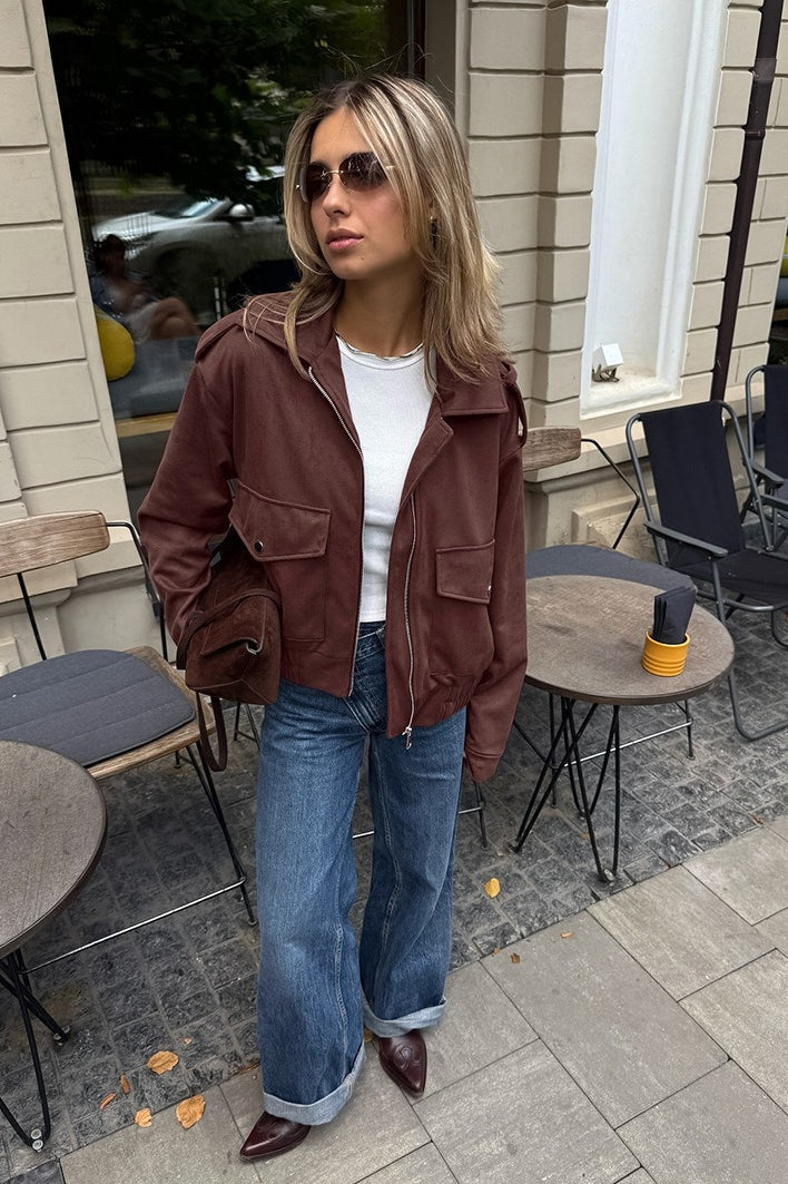 Loose Fit Brown Suede Jacket image 3