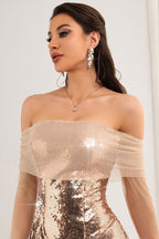 Off Shoulder Sequin Mesh Party Dress image 3