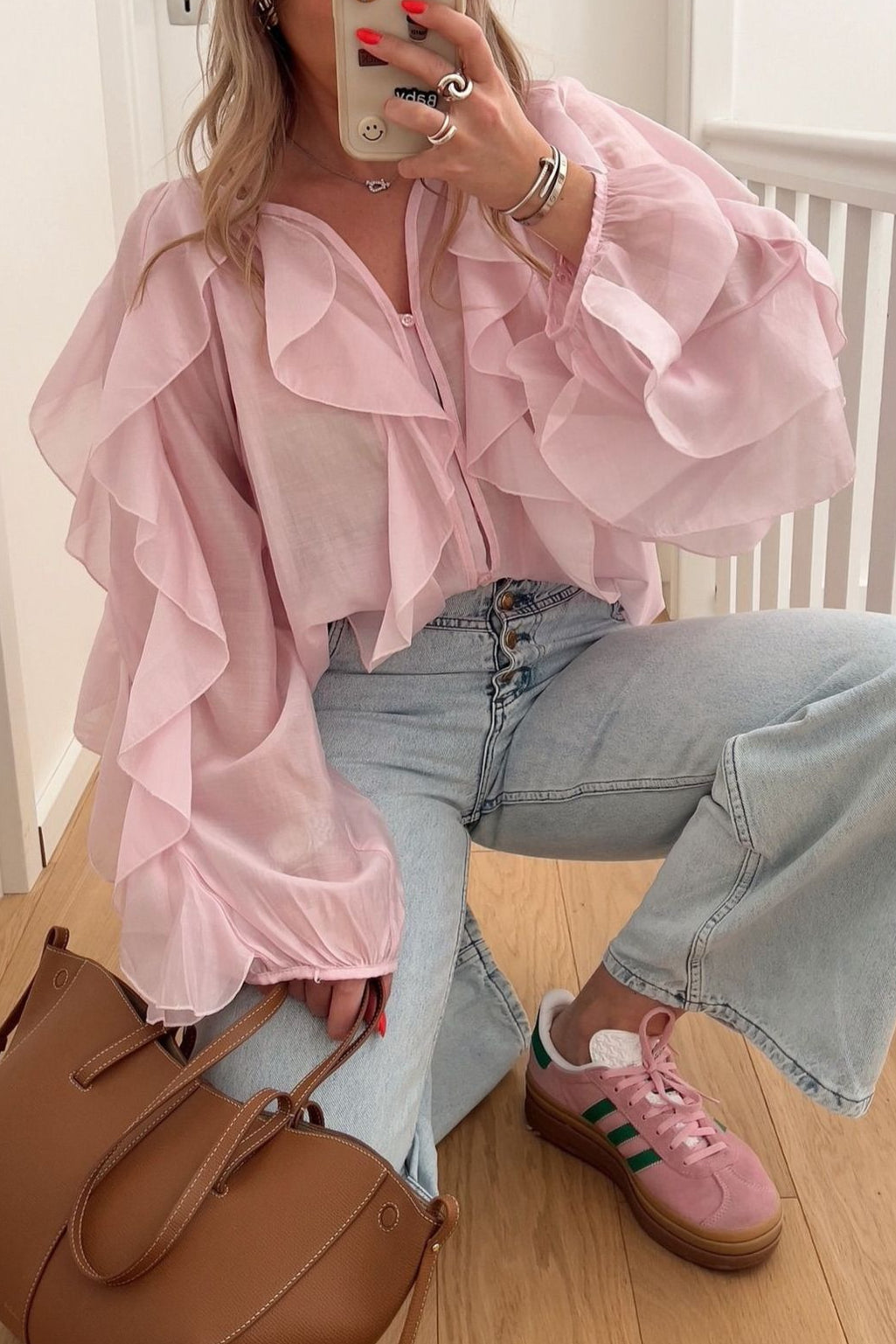 Ruffle V Neck Commuter Fashion Blouse image 1