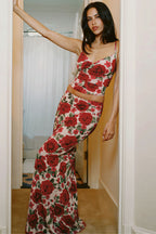 Floral Print Cami Bodycon Maxi Skirt Set image 2