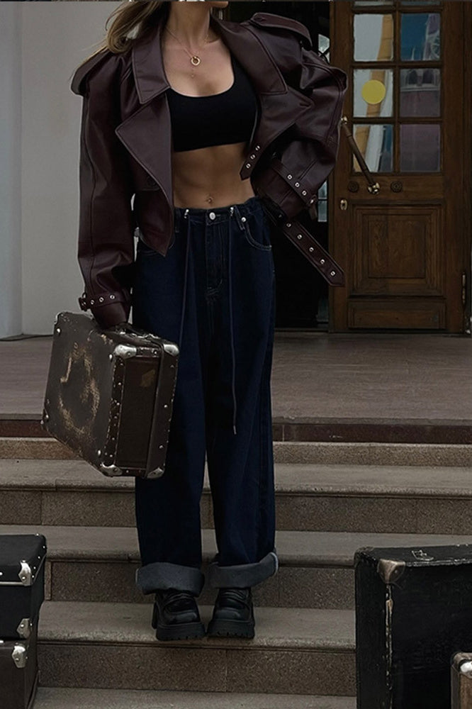 Burgundy Vintage Moto Coat image 5