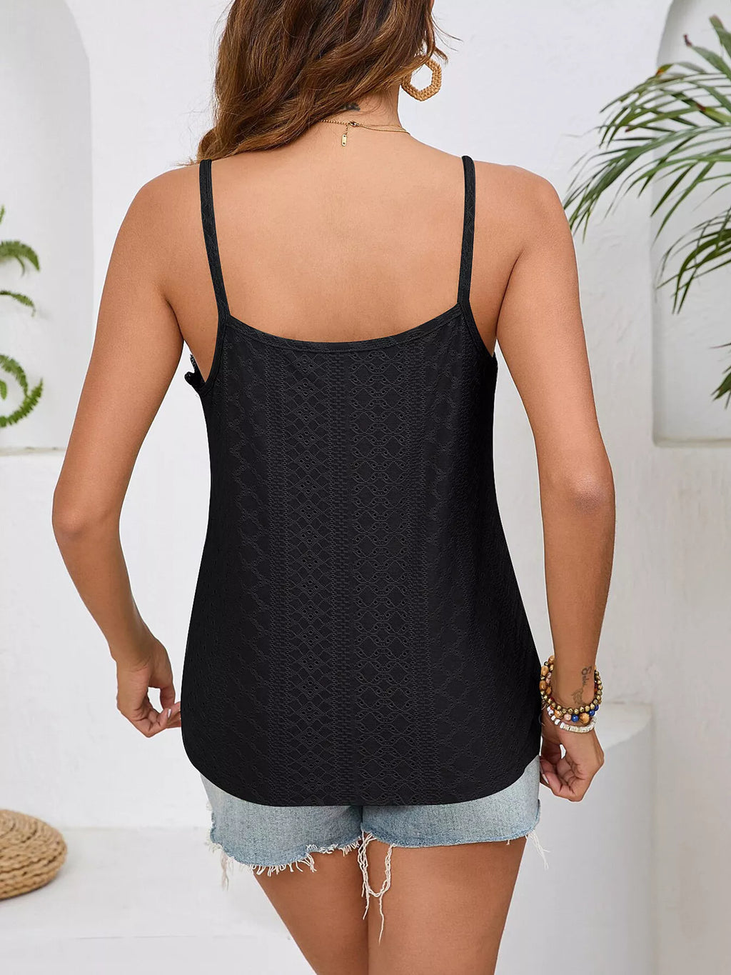 Elodie Lace Cami detail view styled for Avrienne