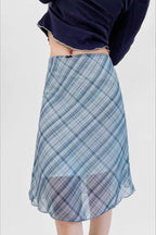 High Waist Contrast Plaid Bodycon Skirt image 1
