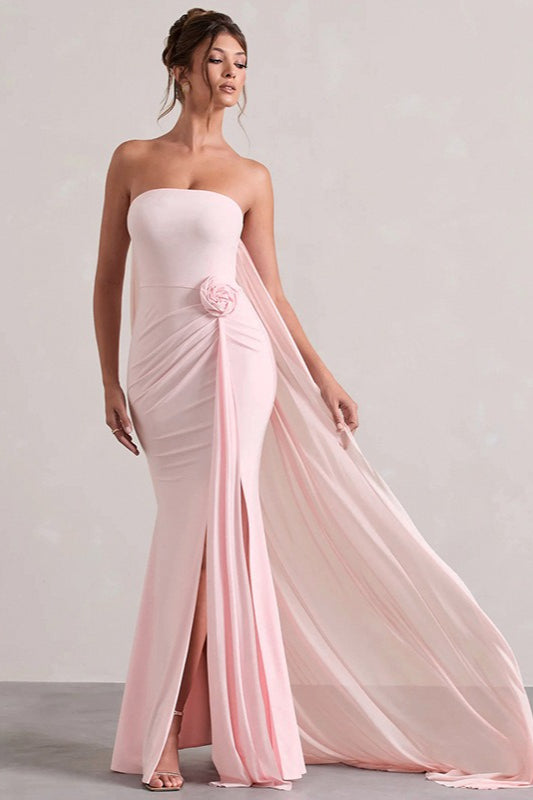 Strapless Floral Tie Maxi Dress image 1