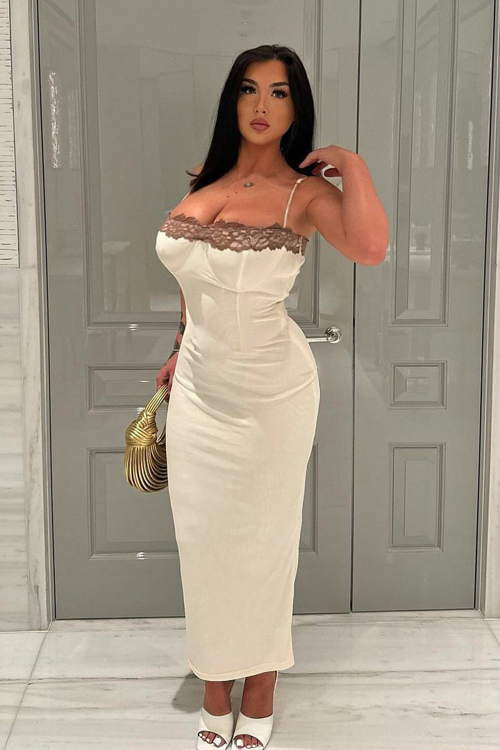 Lace Contrast Strappy Bodycon Party Dress image 5