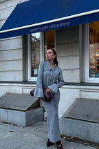 Bell-Sleeve Pink Polo Collar Cardigan Straight Skirt Two Piece Set image 5