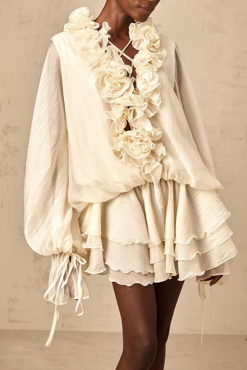 Loose Fit Folded Ruffle Boho Dress image 15