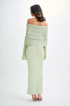 Off Shoulder One Shoulder Knit Sweater Dress image 5