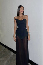 Simple Chic Long Streamer Strapless Bodycon Prom Dress image 8
