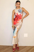 Ocean Print Fishtail High Slit Bodycon Maxi Dress image 2