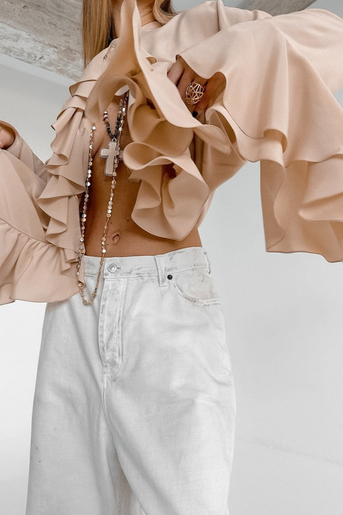 Elegant Ruffle Trim Button Blouse image 9