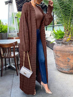 Knitted Solid Graceful Open Front Cardigan image 18