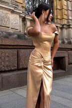 Satin Twist Front Split Party Dress image 3