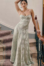 Lined Jacquard Satin Cami Maxi Dress image 5