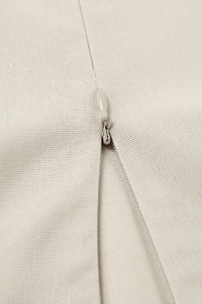 Khaki Linen Cotton Cami Loose Office Maxi Dress image 6