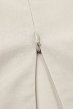 Khaki Linen Cotton Cami Loose Office Maxi Dress image 6