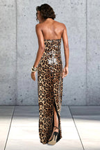 Colorblock Leopard Strapless Maxi Dress image 3