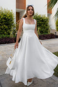 Solid Square Neck Sleeveless Cocktail Dress image 2