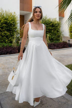 Solid Square Neck Sleeveless Cocktail Dress image 2