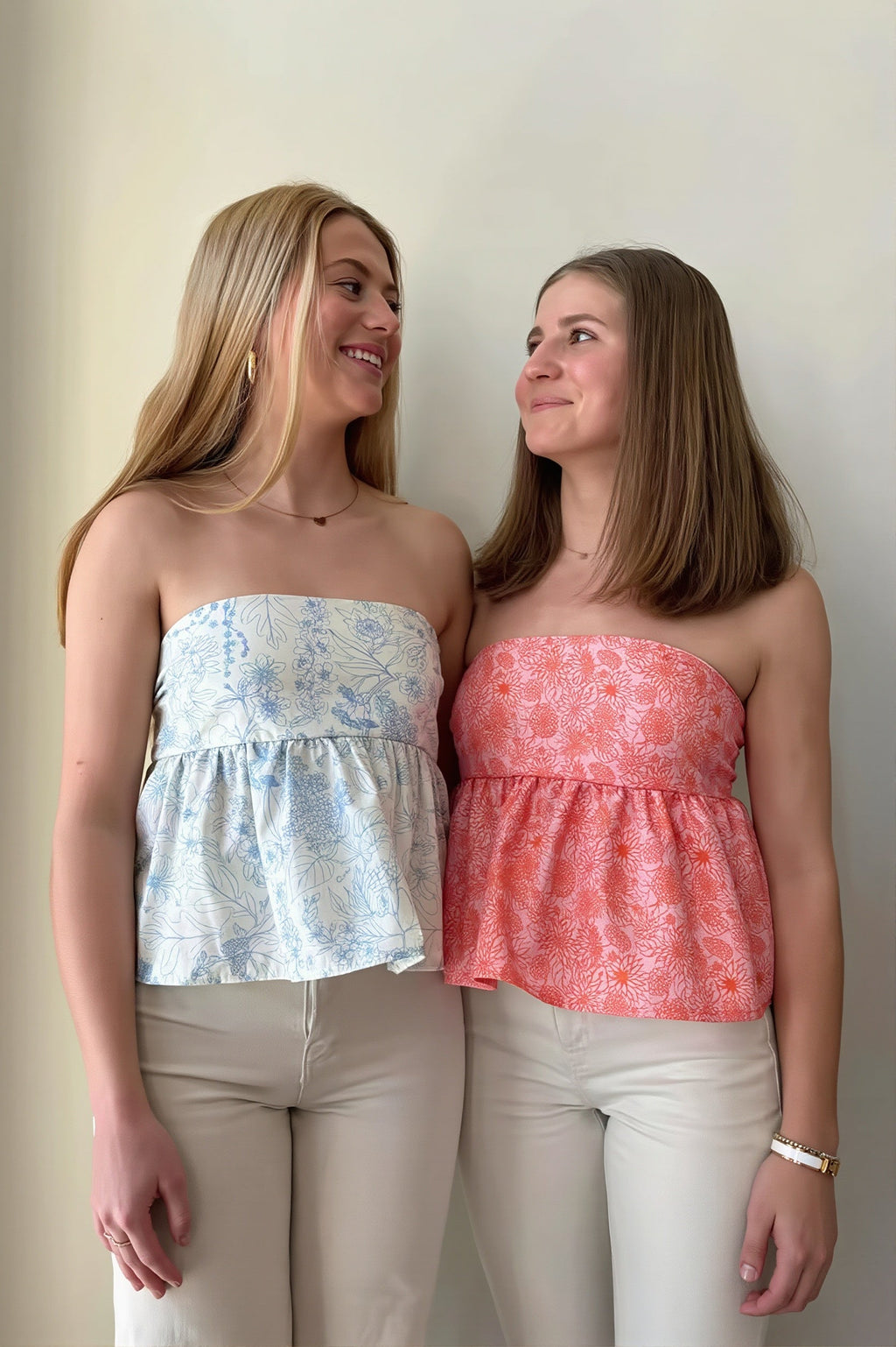 Floral Ruffle Strapless Cropped Blouse image 5