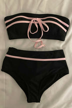 Bandeau Color Block Bow Sweet Bikini Set image 5