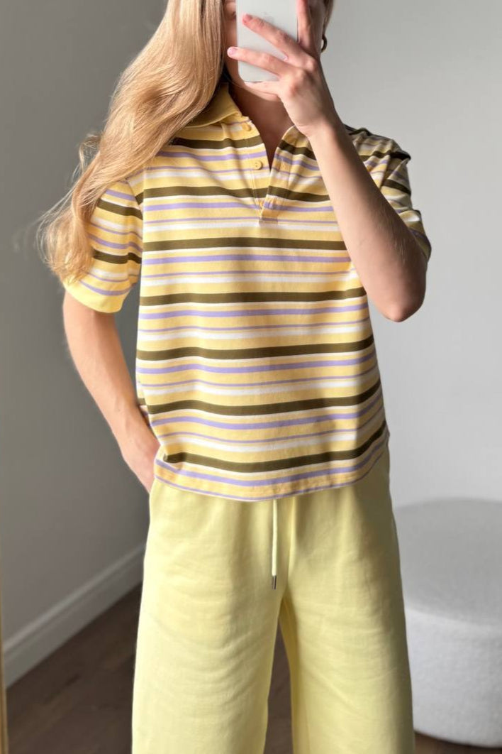 Vintage Color Block Stripe Polo Short Sleeve T-shirt image 11