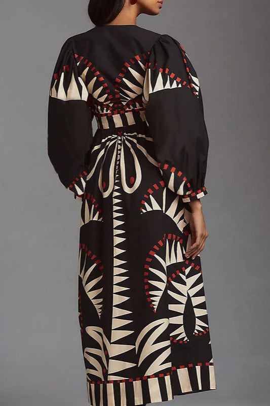 Retro Floral Long Sleeve Boho Dress image 4