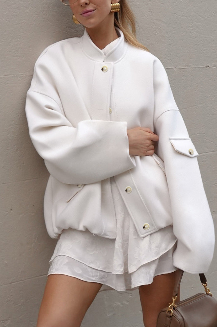 Loose Fit Stand Collar Wool Coat image 1