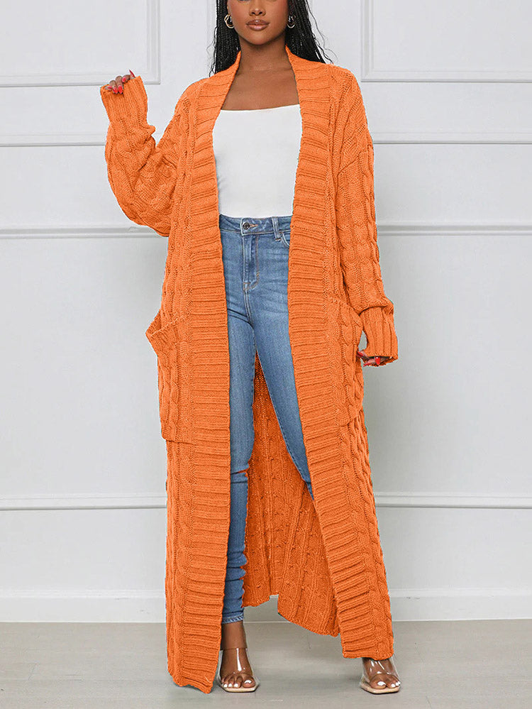 Knitted Solid Graceful Open Front Cardigan image 36