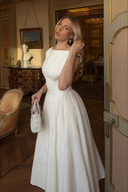 Minimalist Solid Backless Swing Midi Dress image 1