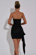 Sparkling Strapless Tie Bodycon Mini Party Dress image 7
